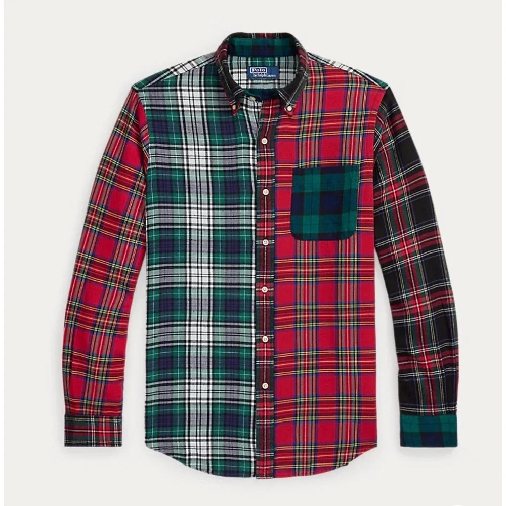 Polo Ralph Lauren‎ Classic Christmas Plaid Button Down Shirt Kids Size XL 18 20